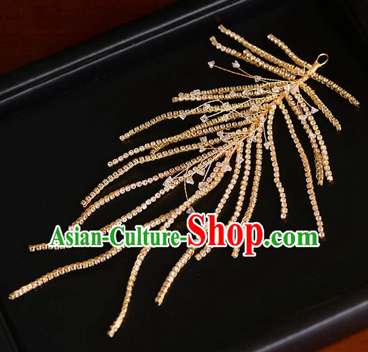 Handmade Wedding Hair Accessories Baroque Bride Golden Hair Stick for Women Handmade Wedding Hair Accessories Baroque Bride Golden Hair Stick for Women