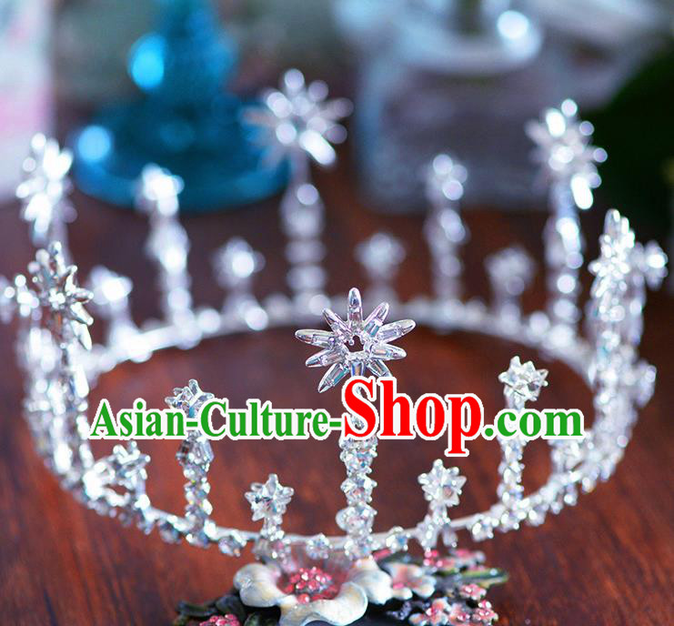 Handmade Wedding Hair Accessories Baroque Bride Crystal Round Royal Crown for Women Handmade Wedding Hair Accessories Baroque Bride Crystal Round Royal Crown for Women