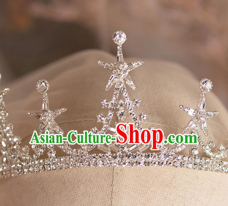 Handmade Wedding Hair Accessories Baroque Bride Crystal Star Royal Crown for Women Handmade Wedding Hair Accessories Baroque Bride Crystal Star Royal Crown for Women