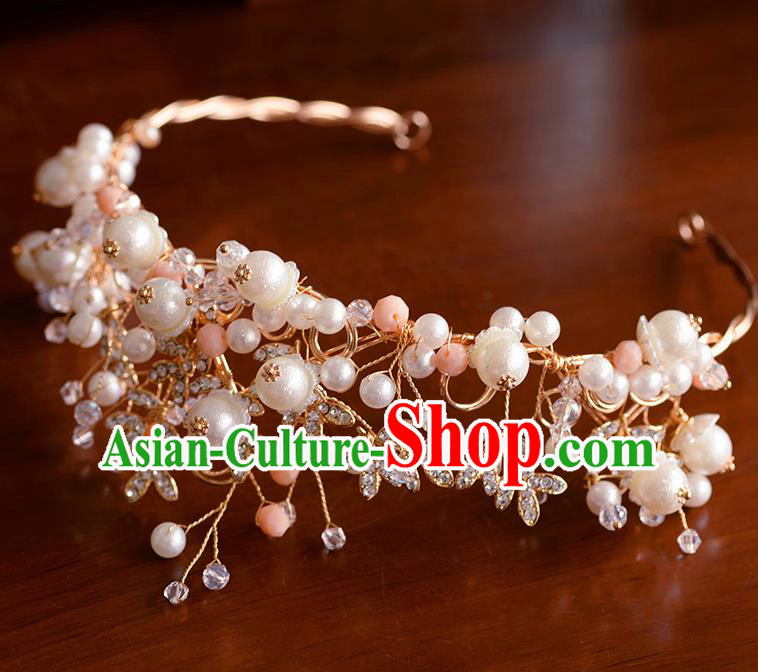 Handmade Wedding Hair Accessories Baroque Bride Beads Royal Crown for Women Handmade Wedding Hair Accessories Baroque Bride Beads Royal Crown for Women