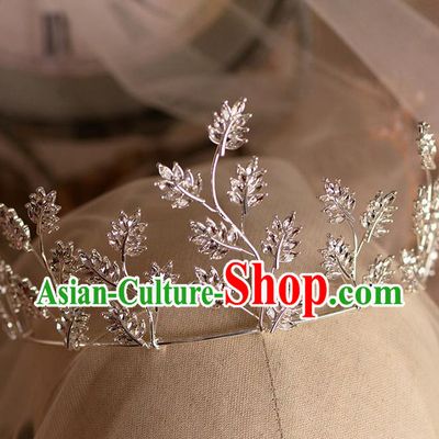 Handmade Wedding Hair Accessories Baroque Bride Leaf Royal Crown for Women