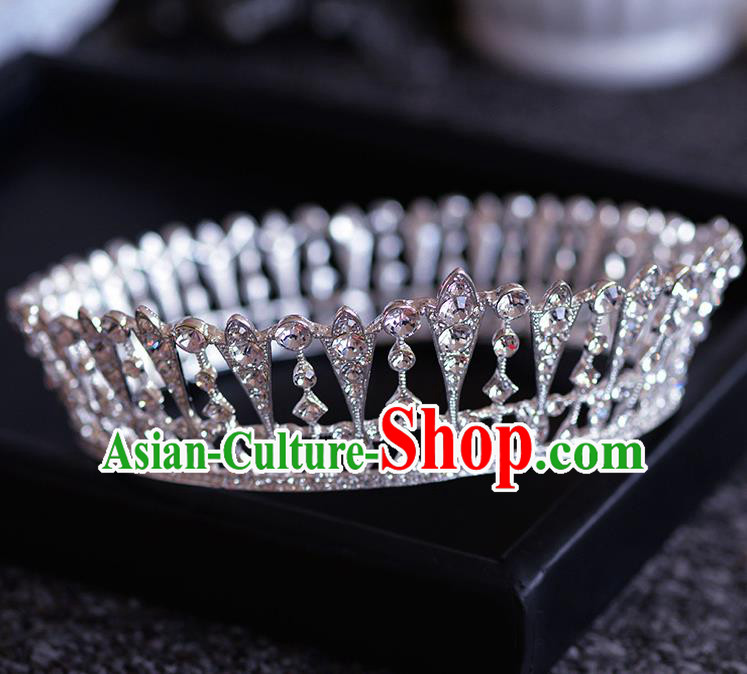 Handmade Wedding Hair Accessories Baroque Bride Crystal Round Royal Crown for Women Handmade Wedding Hair Accessories Baroque Bride Crystal Round Royal Crown for Women
