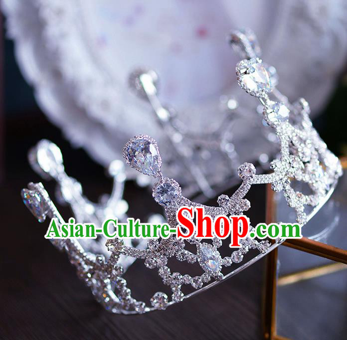 Handmade Wedding Hair Accessories Baroque Queen Crystal Round Royal Crown for Women Handmade Wedding Hair Accessories Baroque Queen Crystal Round Royal Crown for Women