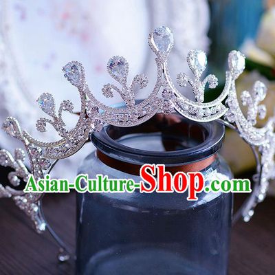 Handmade European Wedding Hair Accessories Baroque Queen Crystal Royal Crown for Women