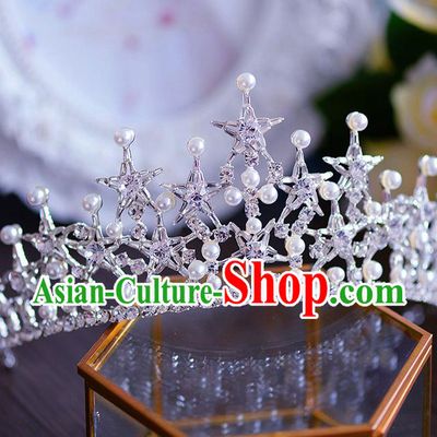 Handmade Baroque Queen Crystal Royal Crown European Wedding Hair Accessories for Women
