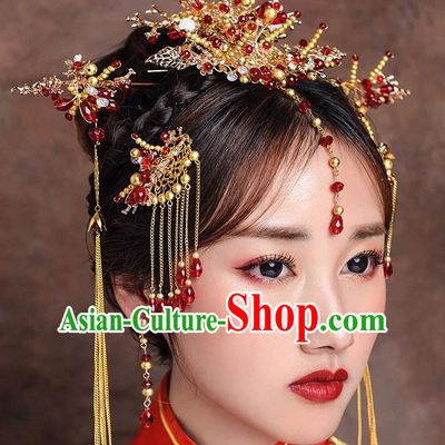 Traditional Chinese Ancient Bride Hairpins Hair Comb Handmade Wedding Hair Accessories for Women