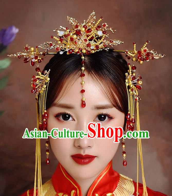 Traditional Chinese Ancient Bride Hairpins Hair Comb Handmade Wedding Hair Accessories for Women