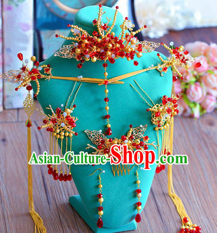 Traditional Chinese Ancient Bride Hairpins Hair Comb Handmade Wedding Hair Accessories for Women