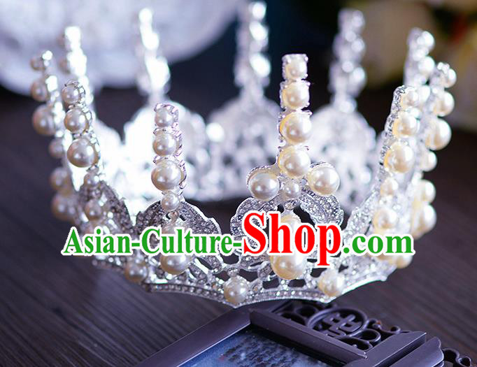 Handmade Baroque Queen Round Royal Crown European Wedding Hair Accessories for Women Handmade Baroque Queen Round Royal Crown European Wedding Hair Accessories for Women