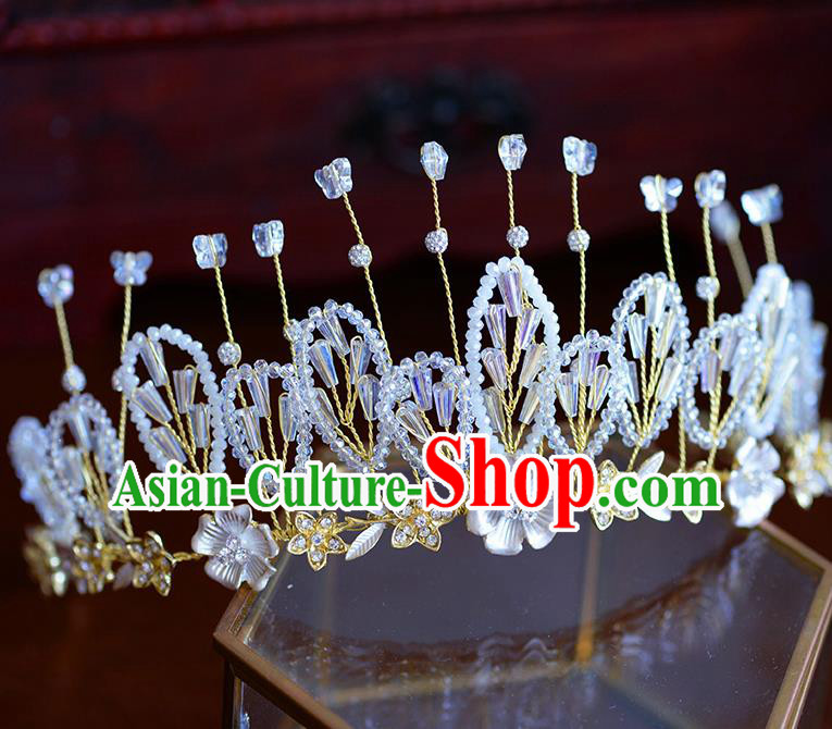 Handmade Baroque Bride Beads Royal Crown European Queen Wedding Hair Accessories for Women Handmade Baroque Bride Beads Royal Crown European Queen Wedding Hair Accessories for Women