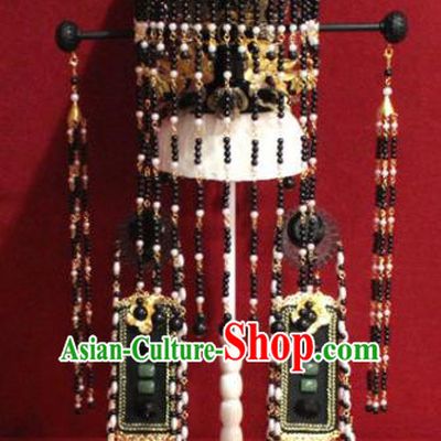 Traditional Chinese Ancient Qin Dynasty Phoenix Coronet Handmade Wedding Queen Tassel Hat Hair Accessories for Women