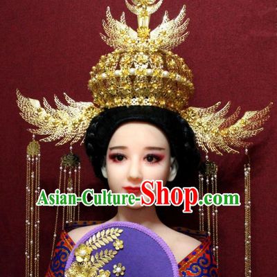 Traditional Chinese Ancient Hanfu Luxury Phoenix Coronet Bride Hairpins Handmade Wedding Hair Accessories for Women