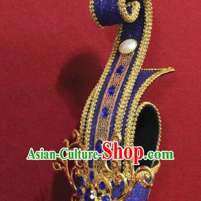 Traditional Chinese Ancient Prince Blue Hairdo Crown Handmade Nobility Childe Hat Swordsman Hair Accessories for Men