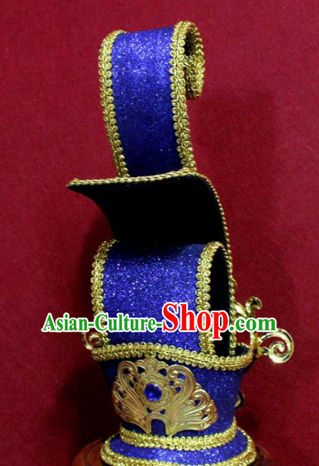 Traditional Chinese Ancient Prince Blue Hairdo Crown Handmade Nobility Childe Hat Swordsman Hair Accessories for Men Traditional Chinese Ancient Prince Blue Hairdo Crown Handmade Nobility Childe Hat Swordsman Hair Accessories for Men