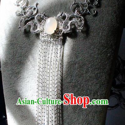 Traditional Chinese Ancient Palace Dragon Tassel Necklace Handmade Hanfu Wedding Jewelry Accessories for Women