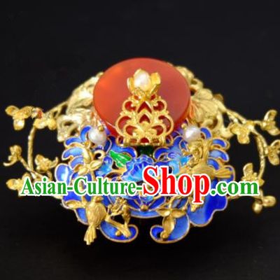 Traditional Chinese Ancient Princess Blueing Hair Clip Hairpins Handmade Hanfu Hair Accessories for Women