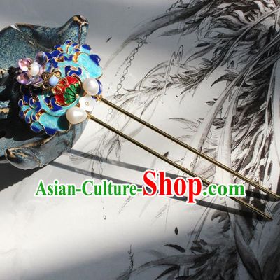 Traditional Chinese Ancient Hanfu Cloisonne Hair Clip Princess Hairpins Handmade Hair Accessories for Women