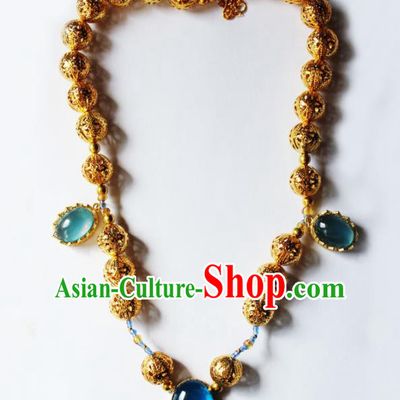 Handmade Chinese Ancient Palace Golden Necklace Traditional Hanfu Wedding Jewelry Accessories for Women