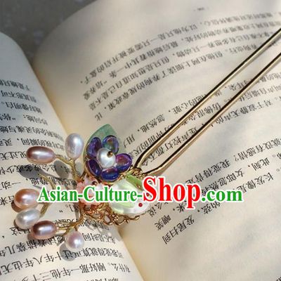 Traditional Chinese Ancient Hanfu Pearls Hair Clip Princess Hairpins Handmade Hair Accessories for Women