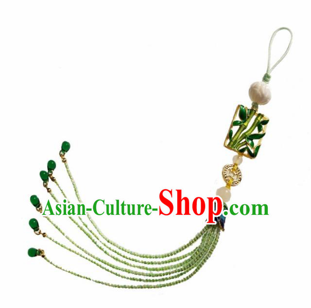 Traditional Chinese Ancient Palace Cloisonne Bamboo Brooch Handmade Hanfu Tassel Breastpin Pendant for Women Traditional Chinese Ancient Palace Cloisonne Bamboo Brooch Handmade Hanfu Tassel Breastpin Pendant for Women