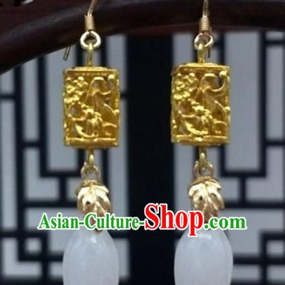 Traditional Chinese Ancient Wedding Hanfu Magnolia Earrings Handmade Jewelry Accessories for Women