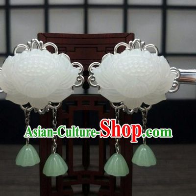 Traditional Chinese Ancient Carving Lotus Tassel Hair Claw Hairpins Handmade Hanfu Hair Accessories for Women
