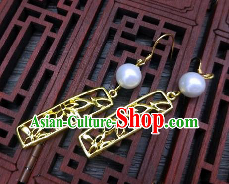 Traditional Chinese Ancient Wedding Hanfu Golden Earrings Handmade Jewelry Accessories for Women Traditional Chinese Ancient Wedding Hanfu Golden Earrings Handmade Jewelry Accessories for Women