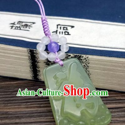 Traditional Chinese Ancient Jade Brooch Handmade Hanfu Palace Breastpin Tassel Pendant for Women