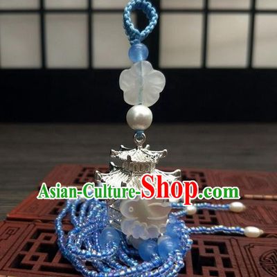 Traditional Chinese Ancient Moon Palace Rabbit Brooch Handmade Hanfu Palace Breastpin Tassel Pendant for Women