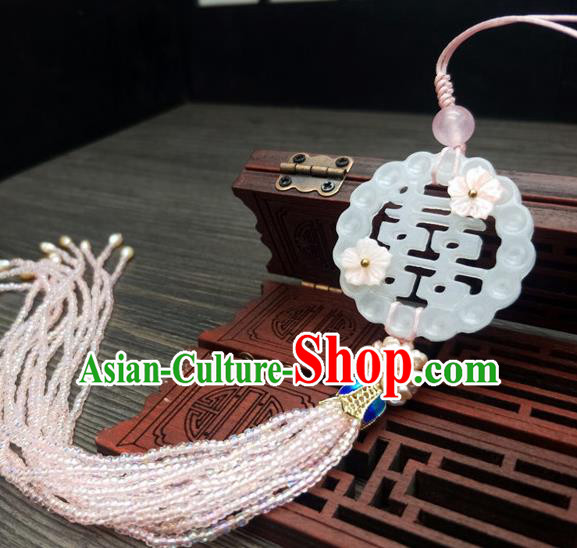 Traditional Chinese Ancient Wedding Jade Brooch Handmade Hanfu Palace Breastpin Tassel Pendant for Women Traditional Chinese Ancient Wedding Jade Brooch Handmade Hanfu Palace Breastpin Tassel Pendant for Women