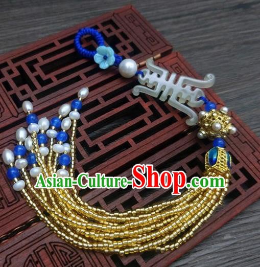 Traditional Chinese Ancient Palace Jade Brooch Handmade Hanfu Breastpin Tassel Pendant for Women Traditional Chinese Ancient Palace Jade Brooch Handmade Hanfu Breastpin Tassel Pendant for Women
