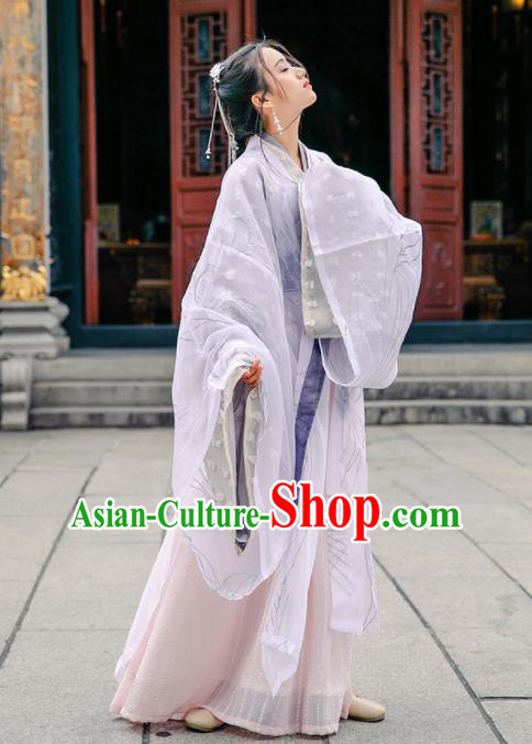 Chinese Jin Dynasty Palace Princess Historical Costume Traditional Ancient Peri Embroidered Hanfu Dress for Women Chinese Jin Dynasty Palace Princess Historical Costume Traditional Ancient Peri Embroidered Hanfu Dress for Women