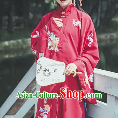 Chinese Ming Dynasty Court Princess Historical Costume Traditional Ancient Wedding Embroidered Hanfu Dress for Women