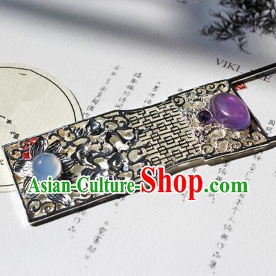 Chinese Ancient Hanfu Purple Chalcedony Hair Clip Princess Hairpins Traditional Handmade Hair Accessories for Women