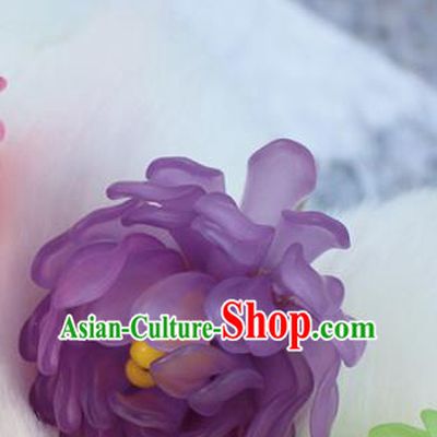 Chinese Ancient Hanfu Purple Chrysanthemum Hair Clip Princess Hairpins Traditional Handmade Hair Accessories for Women
