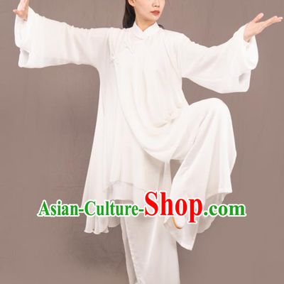 Traditional Chinese Martial Arts White Costume Professional Tai Chi Competition Kung Fu Uniform for Women