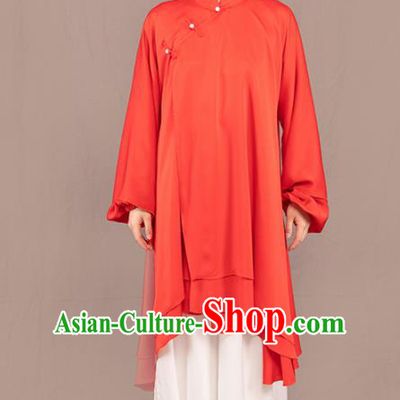 Traditional Chinese Martial Arts Red Costume Professional Tai Chi Competition Kung Fu Uniform for Women