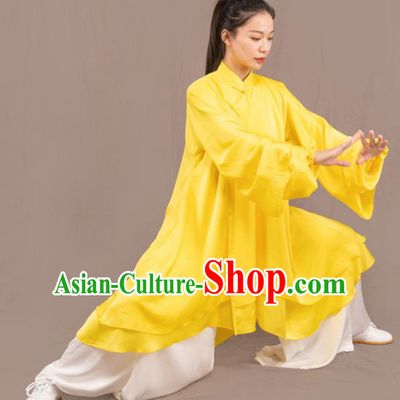 Traditional Chinese Martial Arts Yellow Costume Professional Tai Chi Competition Kung Fu Uniform for Women