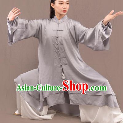 Traditional Chinese Martial Arts Grey Costume Professional Tai Chi Competition Kung Fu Uniform for Women