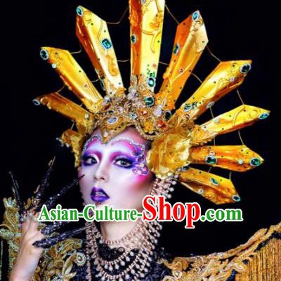 Top Grade Halloween Hair Accessories Handmade Fancy Ball Golden Headwear for Women