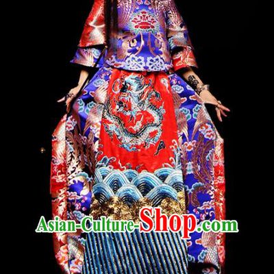 Chinese National Costume Traditional Tang Suit Brocade Qipao Dress for Women
