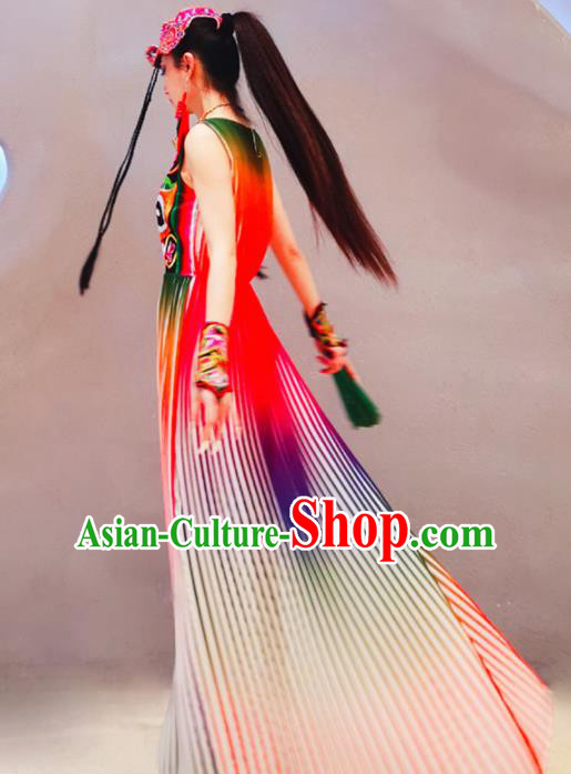 Chinese Traditional National Costume Embroidered Tiger Cheongsam Tang Suit Qipao Dress for Women Chinese Traditional National Costume Embroidered Tiger Cheongsam Tang Suit Qipao Dress for Women