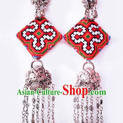 Chinese Traditional National Accessories Embroidered Earrings for Women