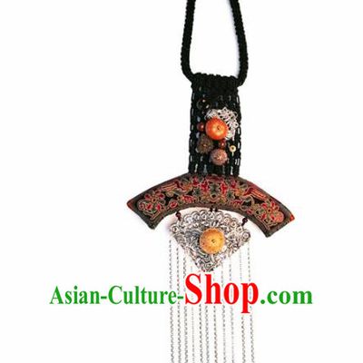 Chinese Traditional National Accessories Ethnic Embroidered Necklace for Women