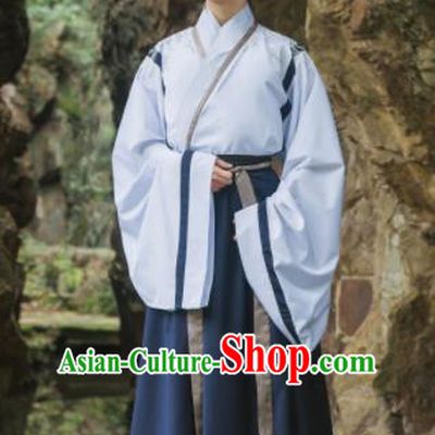 Chinese Traditional Jin Dynasty Historical Costume Ancient Swordsman Embroidered Clothing for Men