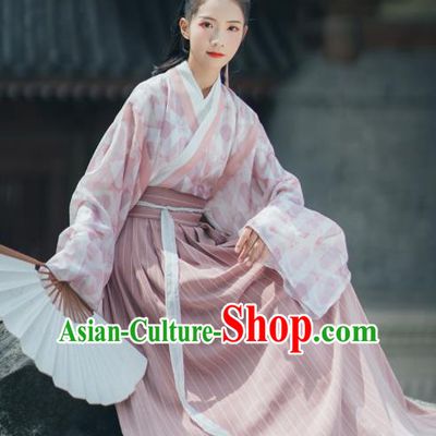 Chinese Traditional Ancient Swordswoman Hanfu Dress Jin Dynasty Historical Costume for Women