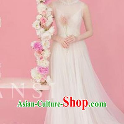 Top Grade Chorus Compere Costume Wedding Modern Dance Party Catwalks White Veil Full Dress for Women