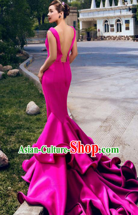 Top Grade Compere Costume Modern Dance Party Catwalks Rosy Full Dress for Women Top Grade Compere Costume Modern Dance Party Catwalks Rosy Full Dress for Women