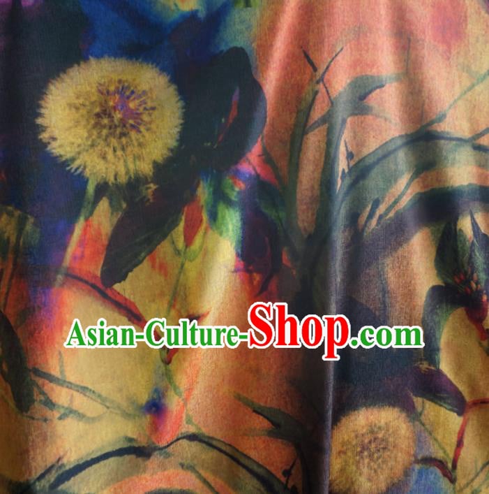 Asian Chinese Traditional Dandelion Pattern Watered Gauze Cheongsam Silk Fabric Chinese Fabric Material Asian Chinese Traditional Dandelion Pattern Watered Gauze Cheongsam Silk Fabric Chinese Fabric Material