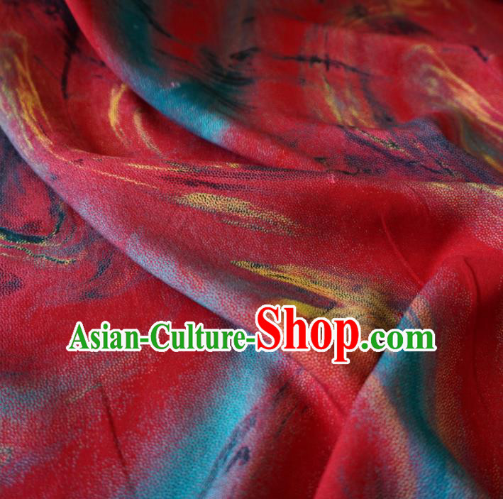 Asian Chinese Traditional Wave Pattern Red Watered Gauze Cheongsam Silk Fabric Chinese Fabric Material Asian Chinese Traditional Wave Pattern Red Watered Gauze Cheongsam Silk Fabric Chinese Fabric Material